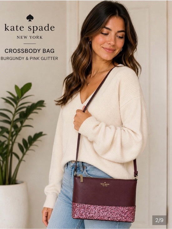 kate spade Handbags - Kate Spade NWT Glitter Flash Burgundy Crossbody Bag